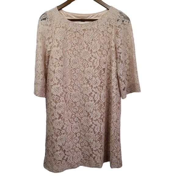 Fossil Pink Lace Sheath Dress Womens Size Medium - Picture 1 of 6